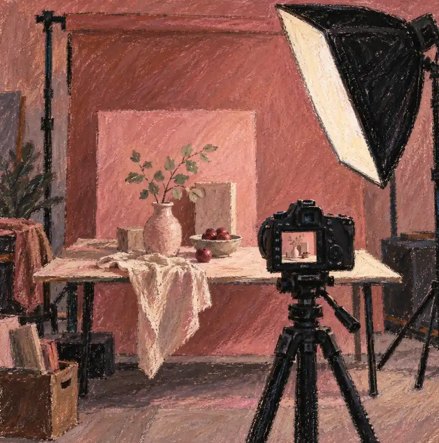 Illustration of photography businesses equipment and workspace
